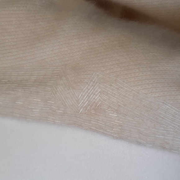 I.B. Diffusion Vintage Ivory Mohair Blend Beaded Jacket Cardigan, Size Small - Picture 2 of 6